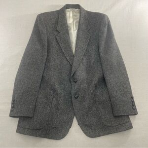 VTG 90s Beroni Pure Virgin Wool Tweed Sport Coat Blazer 42R Gray Academia Prep